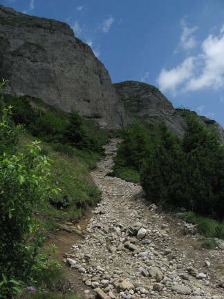 Path climbing on the mountain Ceahlau