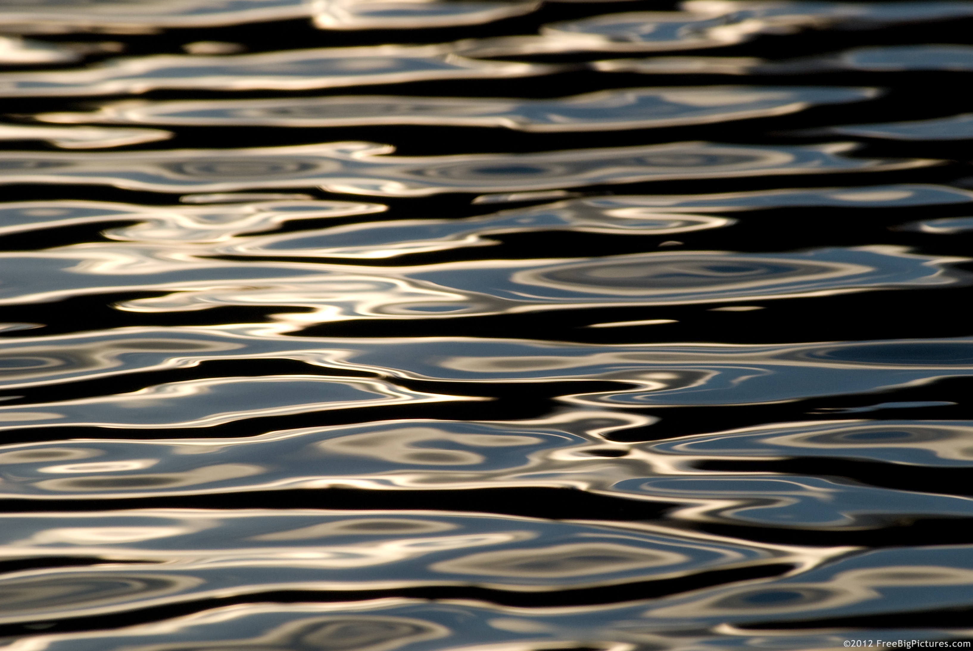 Water reflections on a lake in a sundown